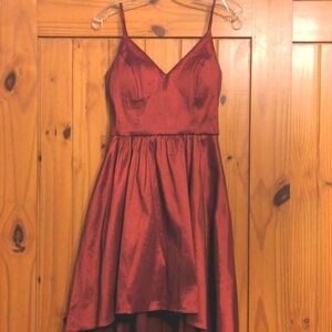 Gorgeous Red Satin Hi-Low Formal Dress-Size 7
